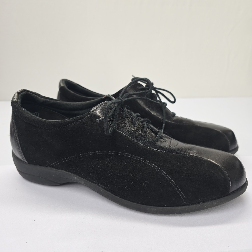 Munro American Womens 8 W Black Leather Suede Lace Up Oxford Shoes M105086